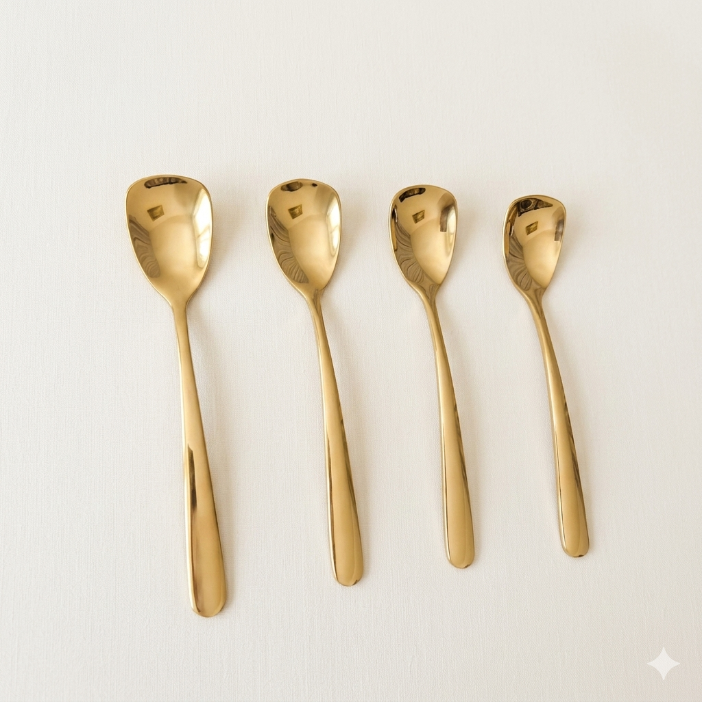 Set van 4 gouden ijslepels