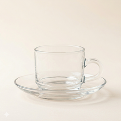 Set van 6 glazen koffiekopjes met schotel – 210 ml