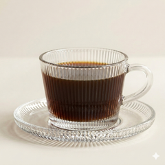 Set van 6 glazen koffiekopjes met schotel - 165 ml