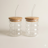 Golvende glazen met rietje – set van 2