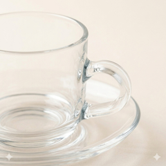 Set van 6 glazen koffiekopjes met schotel – 210 ml