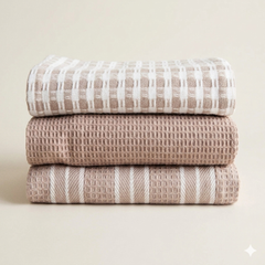 Set van 3 beige keukendoeken – 100% katoen