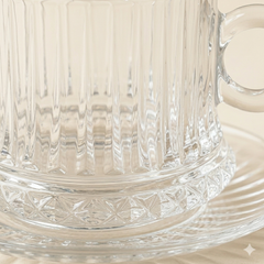 Set van 6 glazen koffiekopjes met schotel – 235 ml | Geslepen design