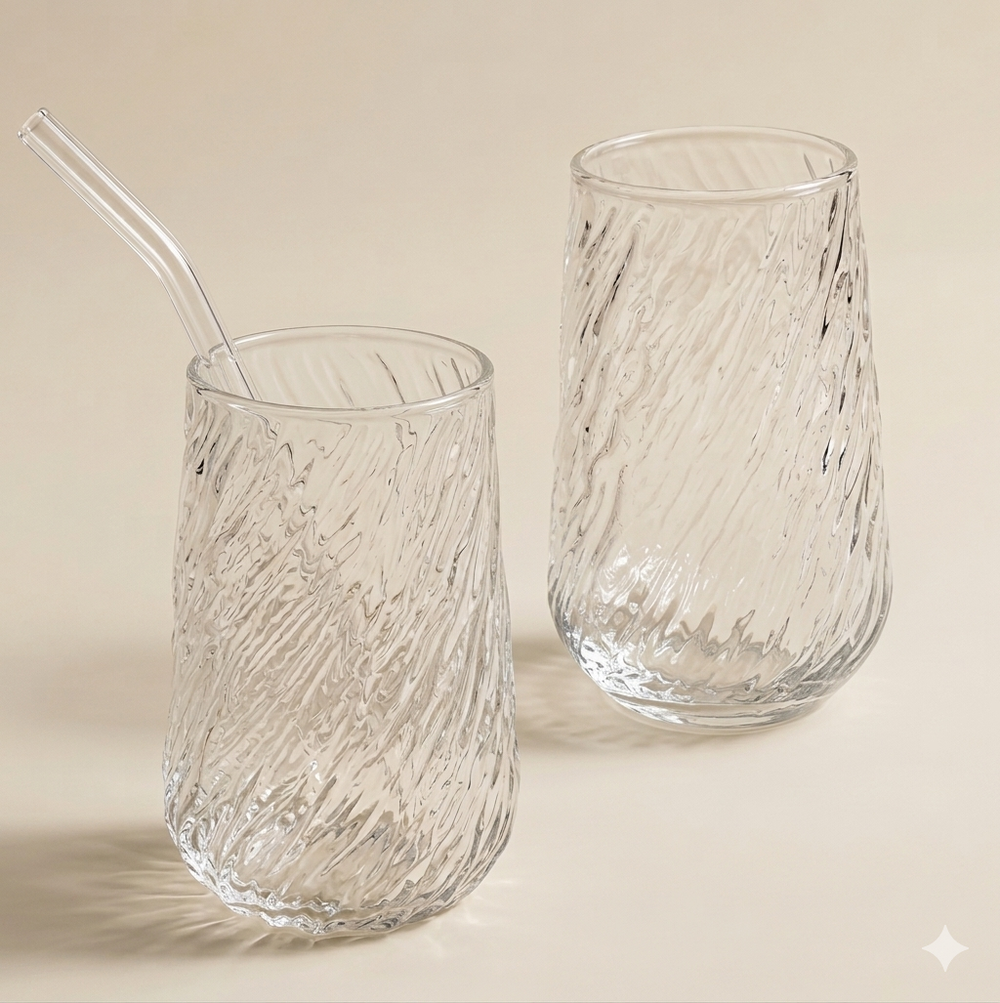 Gedraaid design glas 400 ml borosilicaatglas