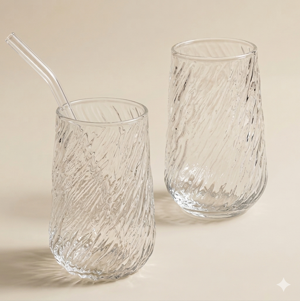 Gedraaid design glas 400 ml borosilicaatglas