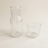 Ribbelkaraf met glasdeksel 550 ml