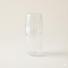 Glazen ribbelkaraf met glas 550 ml