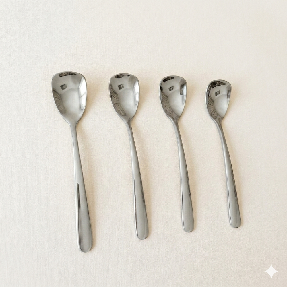Set van 4 zilveren ijslepels