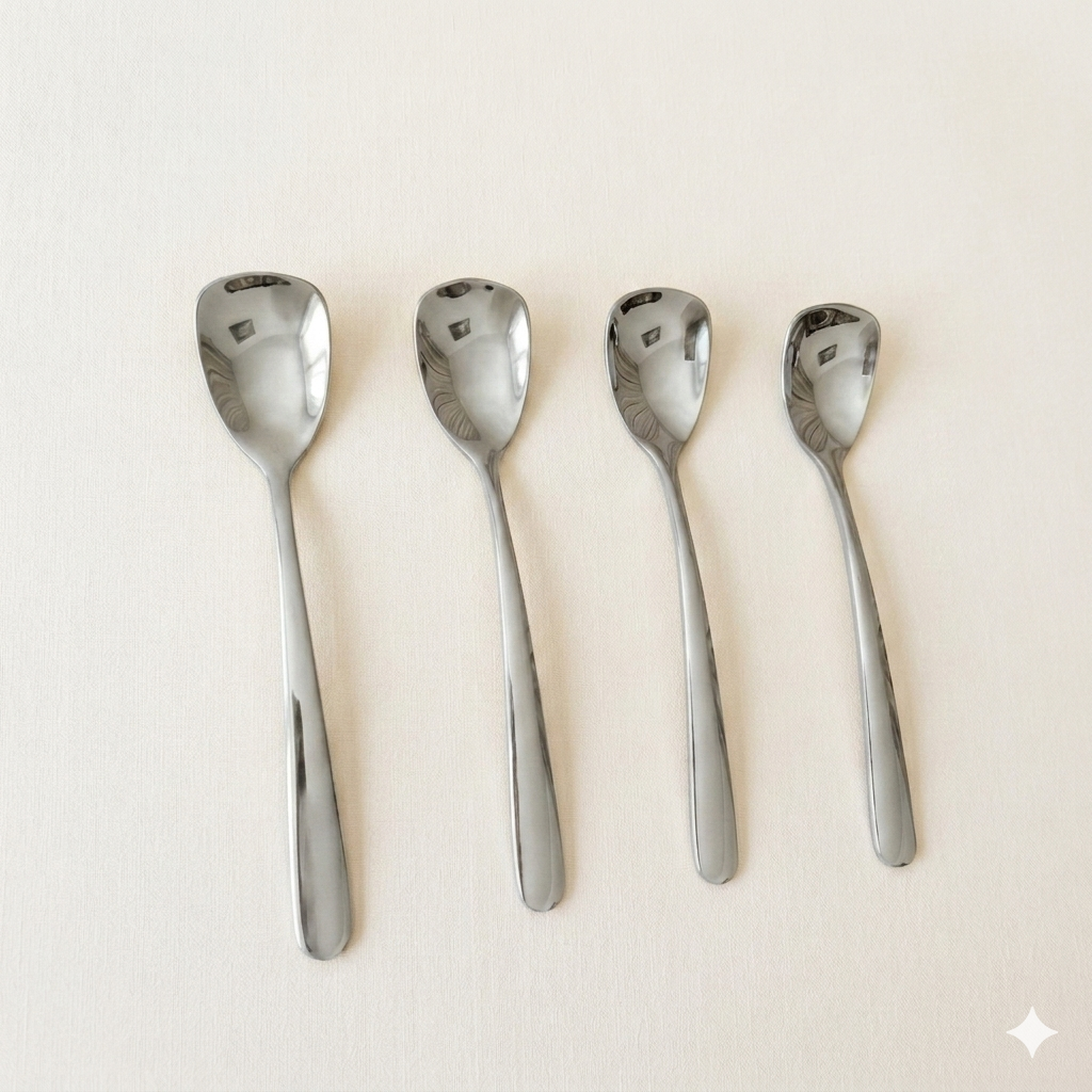Set van 4 zilveren ijslepels