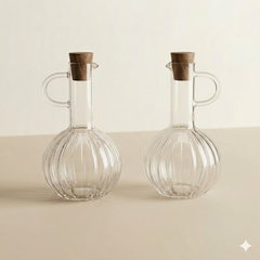 Olie- & azijnset – geribbeld glas