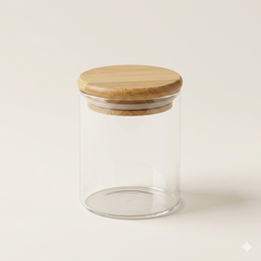 Set van 12 glazen kruidenpotten – 200 ml | Ronde vorm met bamboe