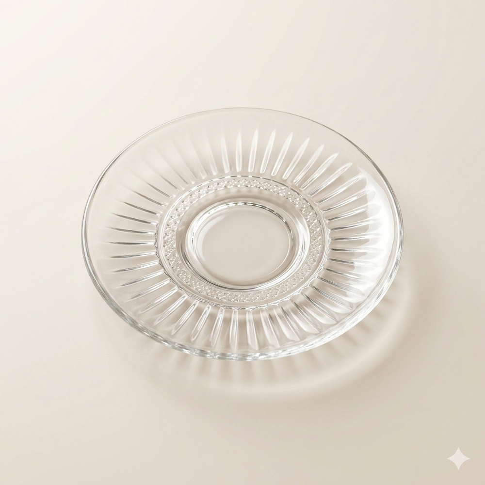 Set van 6 glazen koffiekopjes met schotel – 235 ml | Geslepen design
