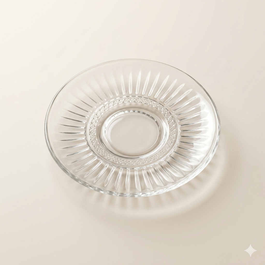 Set van 6 glazen koffiekopjes met schotel – 235 ml | Geslepen design