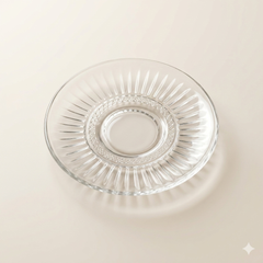 Set van 6 glazen koffiekopjes met schotel – 235 ml | Geslepen design