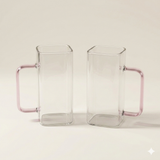 Vierkante glazen beker roze 350 ml