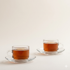 Set van 6 glazen koffiekopjes met schotel – 210 ml