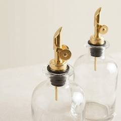 Set van 2 olieflessen met gouden schenktuit & labels - 500 ml