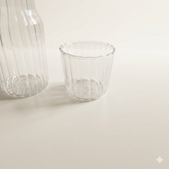 Glazen ribbelkaraf met glas 550 ml