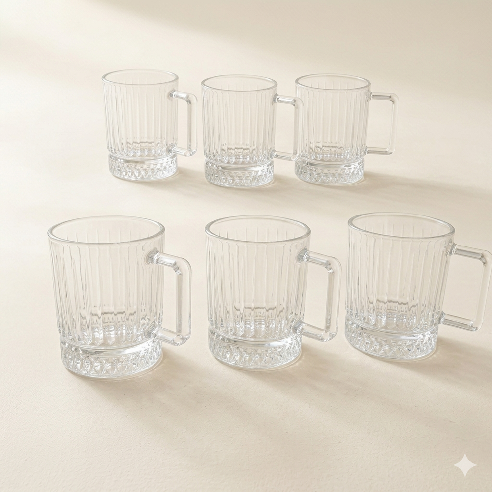 Set van 6 glazen met handvat