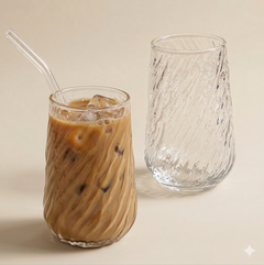 Gedraaid design glas 400 ml borosilicaatglas