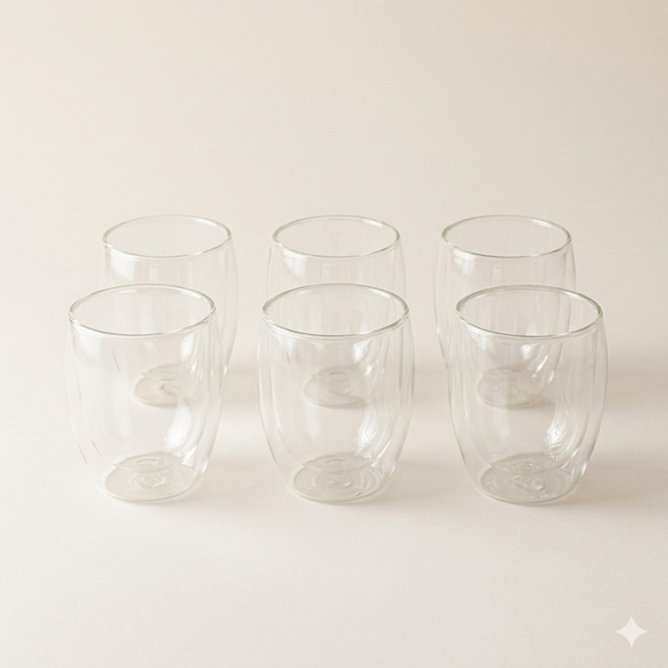 Dubbelwandige glazen 350 ml – set van 6 – borosilicaatglas