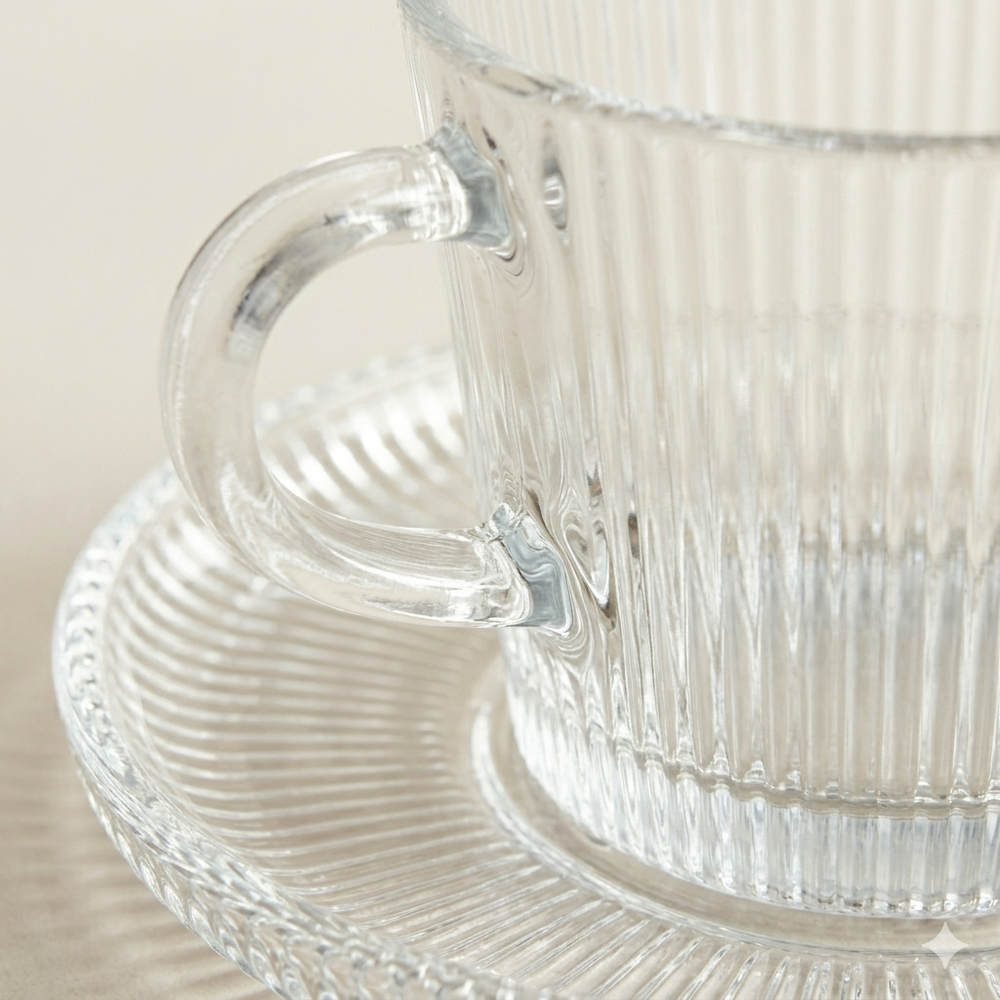 Set van 6 glazen koffiekopjes met schotel - 165 ml