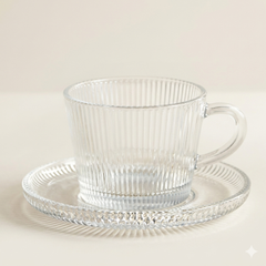 Set van 6 glazen koffiekopjes met schotel - 165 ml