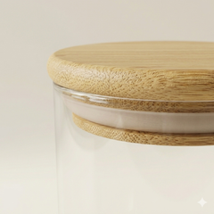 Set van 12 glazen kruidenpotten – 200 ml | Ronde vorm met bamboe