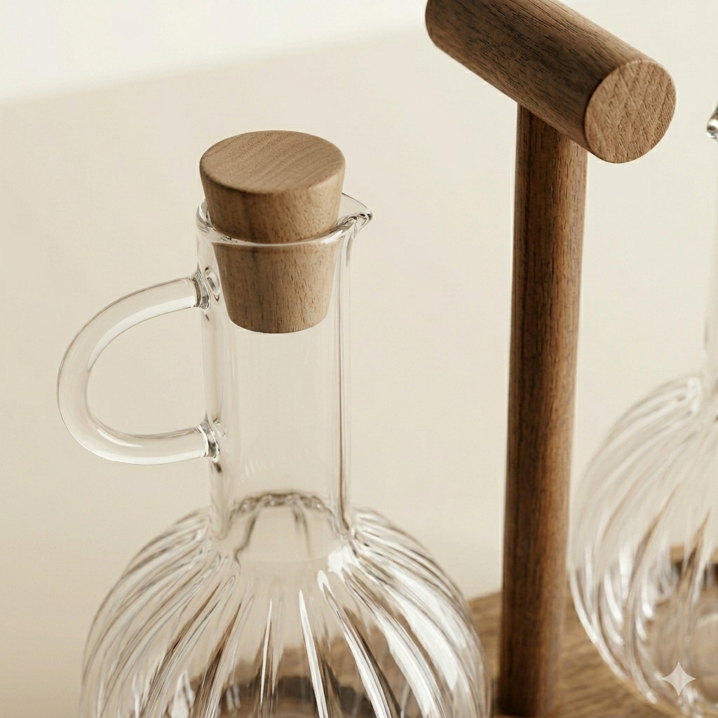 Olie- & azijnset – geribbeld glas